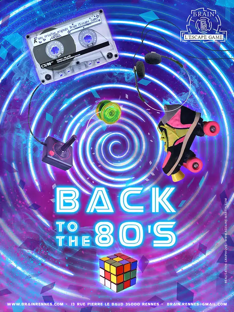 Brain Rennes - Brain L'escape Game - affiche back to th 80's