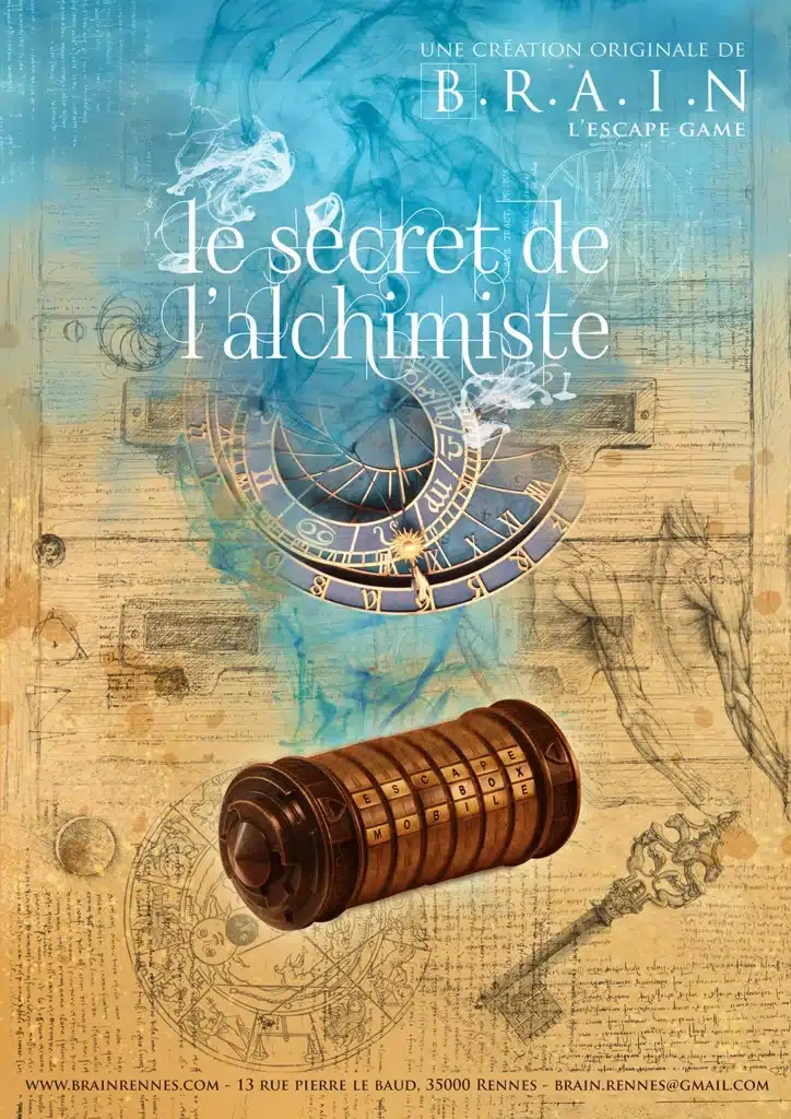 Affiche escape box mobile le secret de l'alchimiste